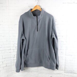 GREY 1/4 ZIP LONG SLEEVE PULL OVER FLEECE JACKET WITH KANGAROO POCKET SIZE XL